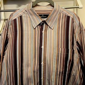 Mens Bugatchi brown striped shirt